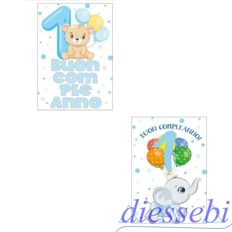 Biglietto Compleanno 1 Anno Celeste