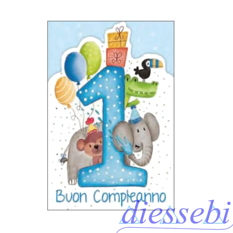 Biglietto Compleanno Sagomato 1 Anno Celeste