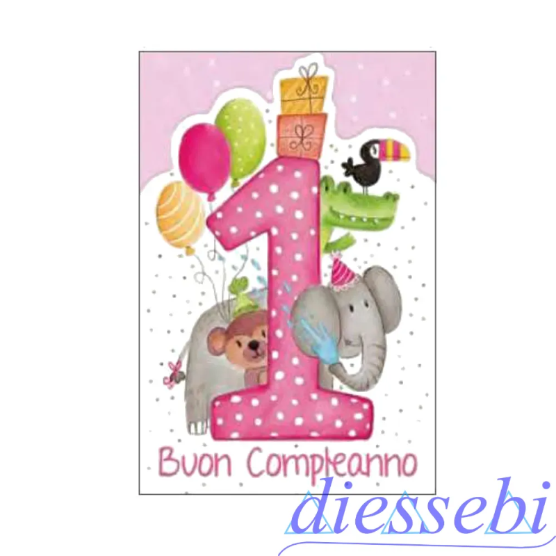 Biglietto Compleanno Sagomato 1 Anno Rosa