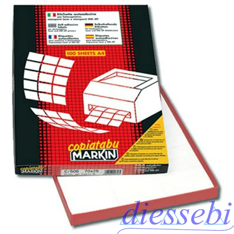 Etichette Adesive 87.5 x 53mm su foglio A4 Markin