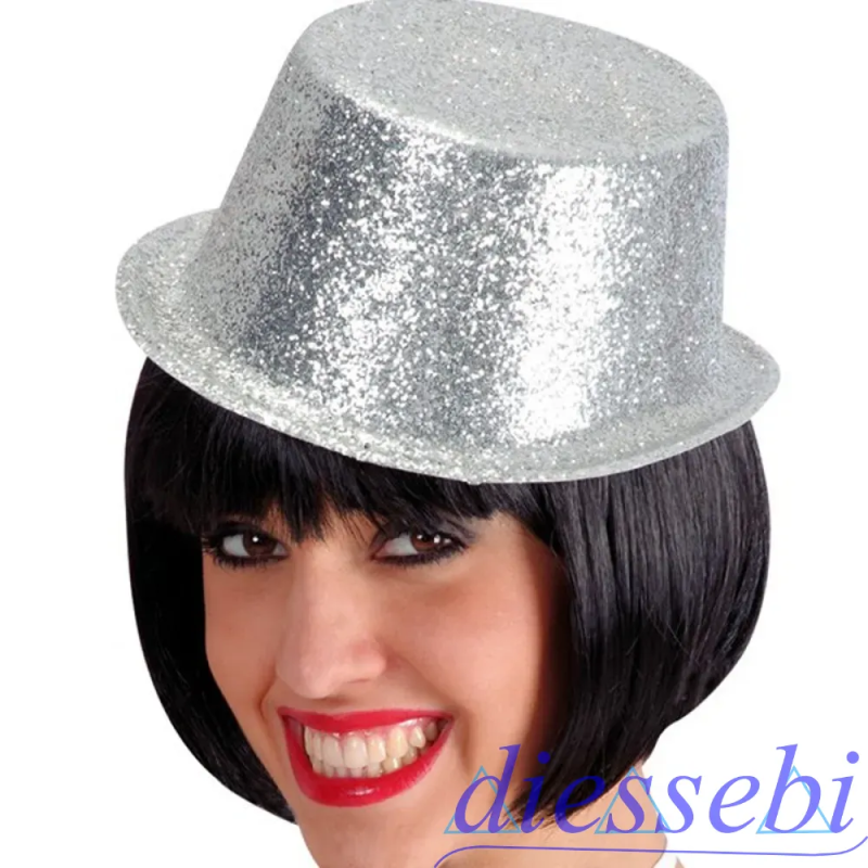 Cilindro con Glitter Argento