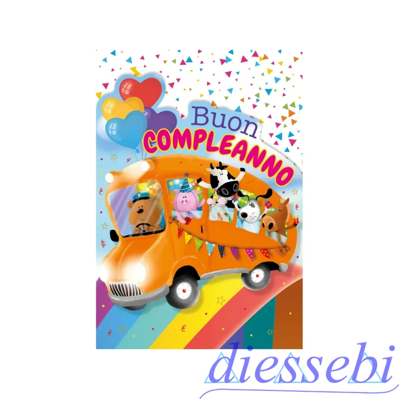 Biglietto Compleanno Bimbi Sagomato Moving Arancione