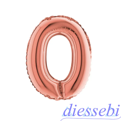 Mylar Mini Numero 0 Rosa Gold 35cm