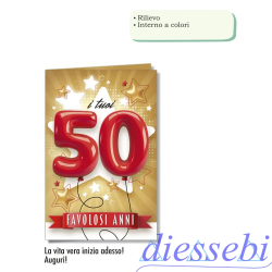 Biglietto Compleanno 50 Anni - Favolosi Anni 