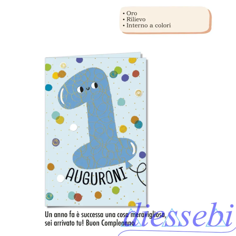 Biglietto Compleanno 1 Anno Auguroni Lui