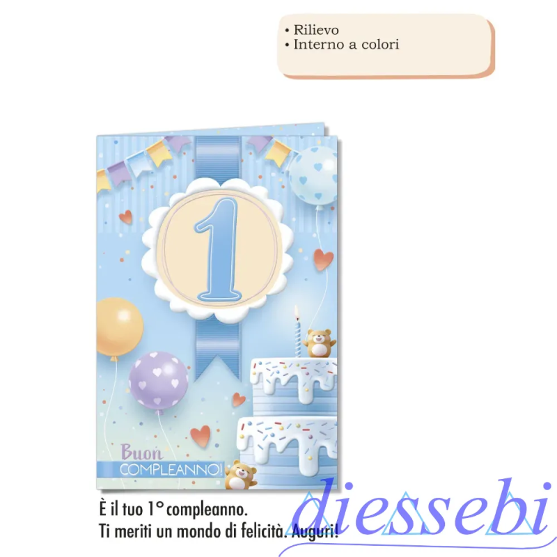 Biglietto Compleanno 1 Anno Medal Lui